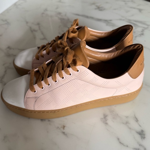 Women's Burberry Pink and Tan Sneakers